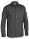A charcoal coloured work shirt for men with collarred button down closure. Comes with two multifunctional chest and sleeve pockets. Also features roll up adjustable sleeves. Made up of X Airflow airy and lightweight cotton fabric.