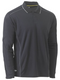 A charcoal coloured work polo tee for men with ribbed collar neck. It has two buttons and reflective piping detail. Made up of polyester fabric that is ideal for an active job.