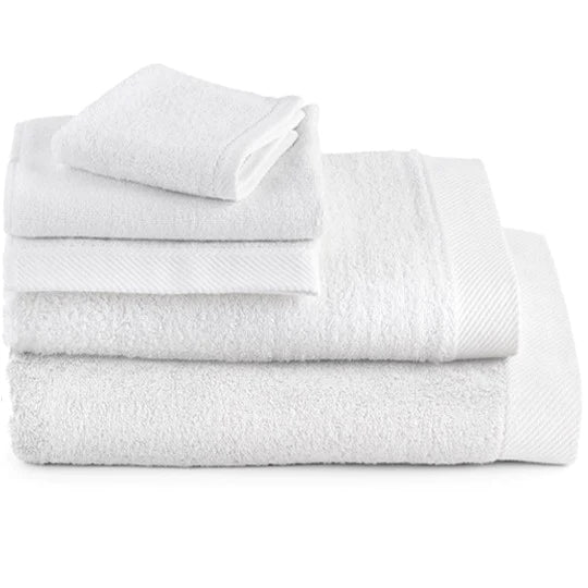 Chevron Bamboo Cotton Hand Towels - White
