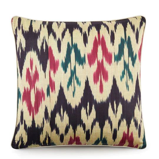 Hand Woven Silk Road Cushion - Sangria