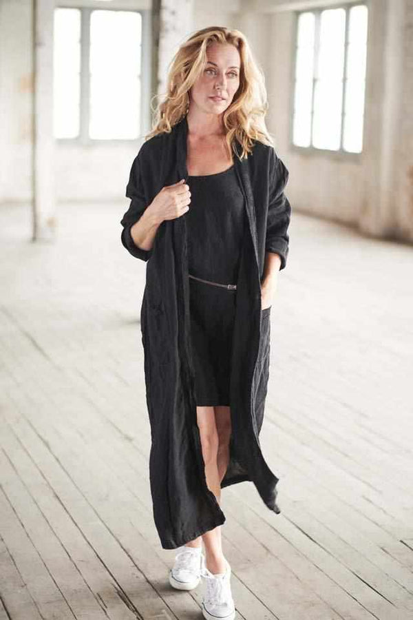 Linen Robe - Black