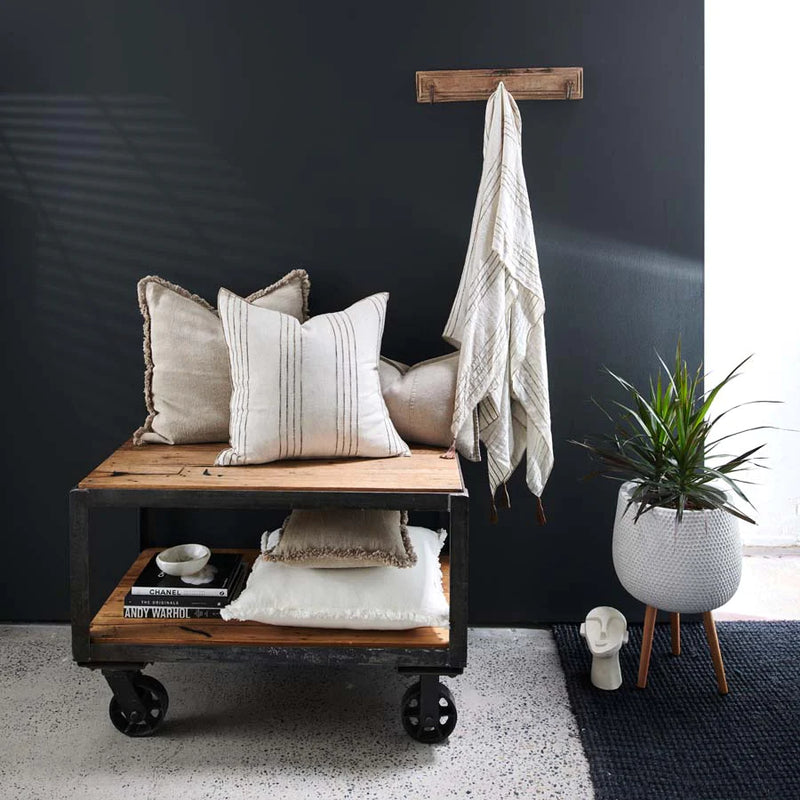 Rock Pool Linen Cushion - Natural w' Organic Stripe