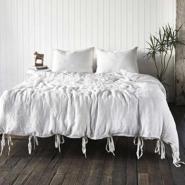 French Linen Quilt Cover - White