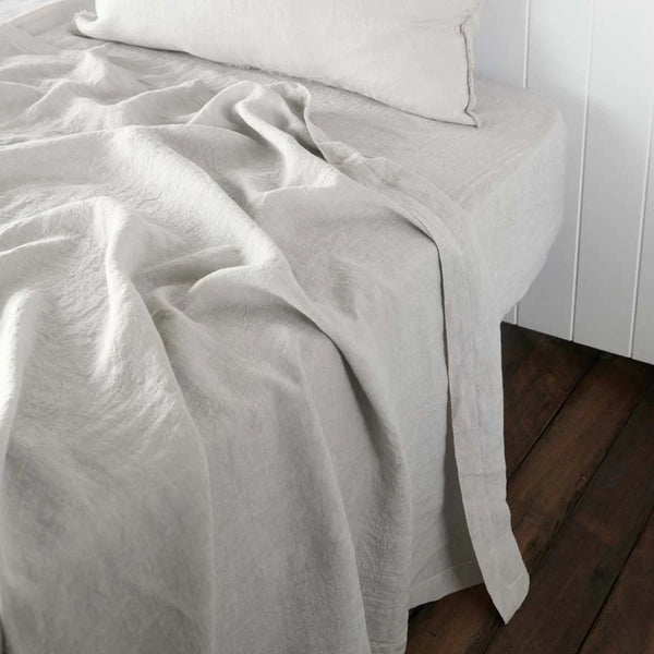 French Linen Flat Sheet - Silver Grey