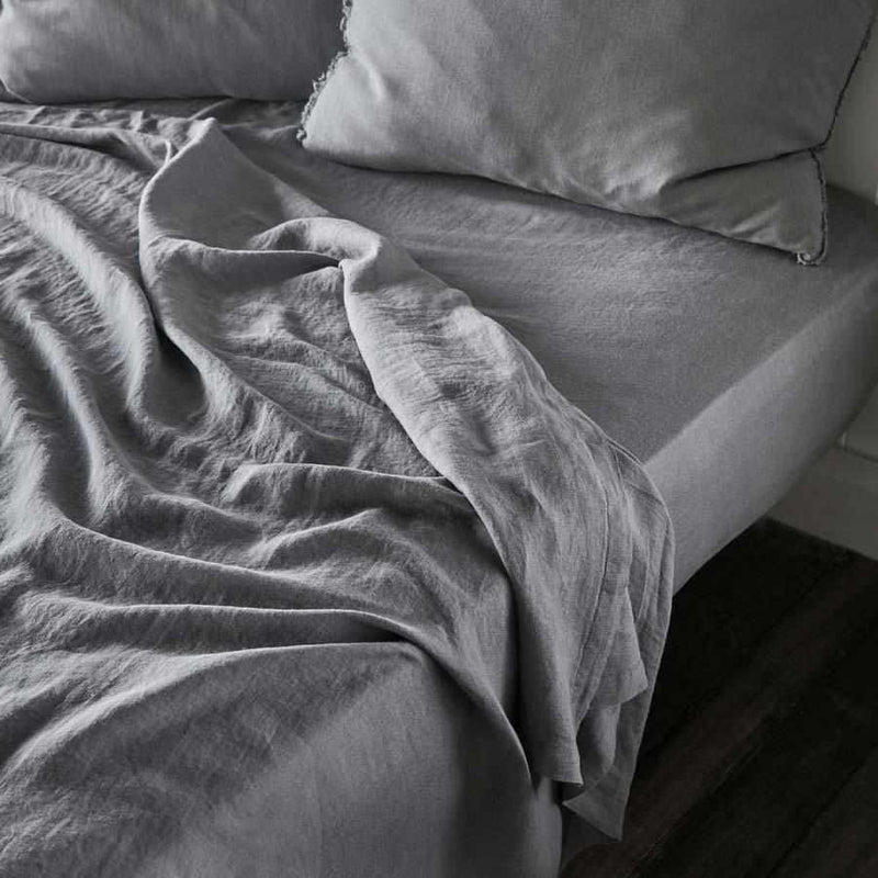 French Linen Flat Sheet - Slate