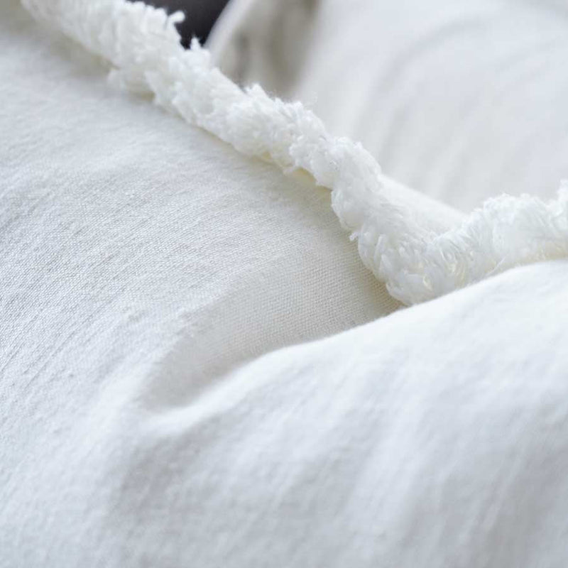 Luca Boho Linen Cushion - White