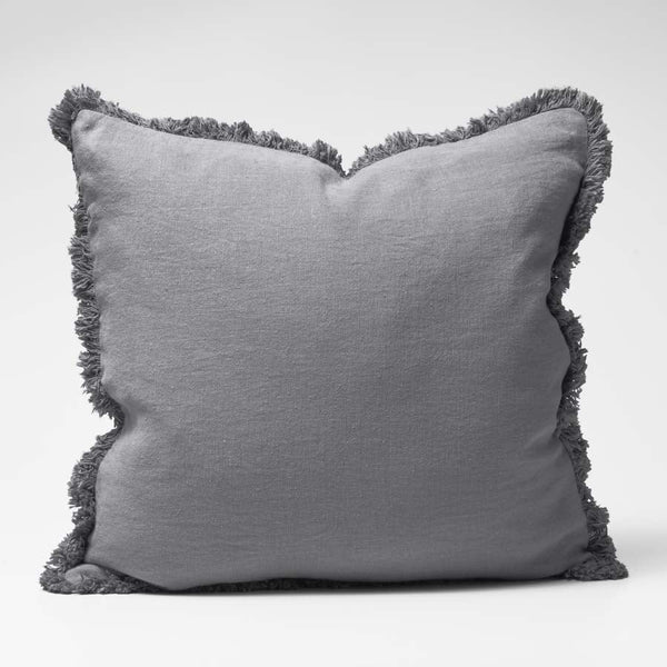 Luca Boho Linen Cushion - Slate
