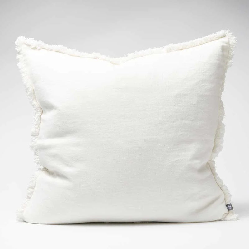 Luca Boho Linen Cushion - White