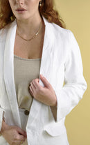 Linen Blazer Jacket - White