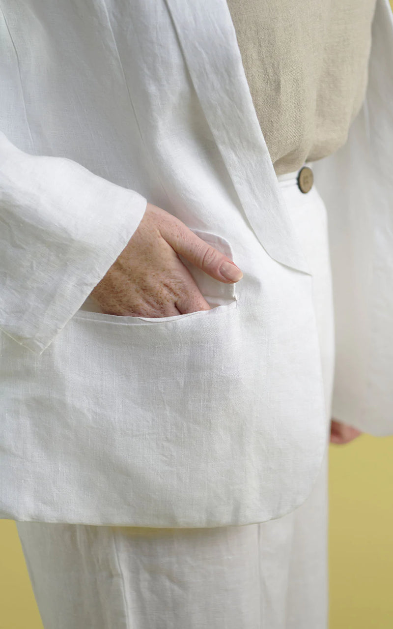 Linen Blazer Jacket - White