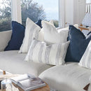 Rock Pool Linen Cushion - White w' Navy Stripe