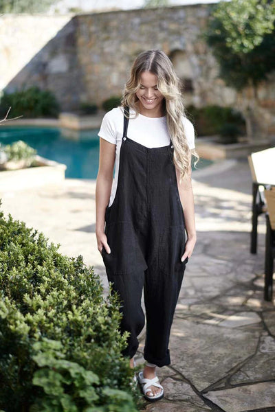 Black linen shop overalls australia
