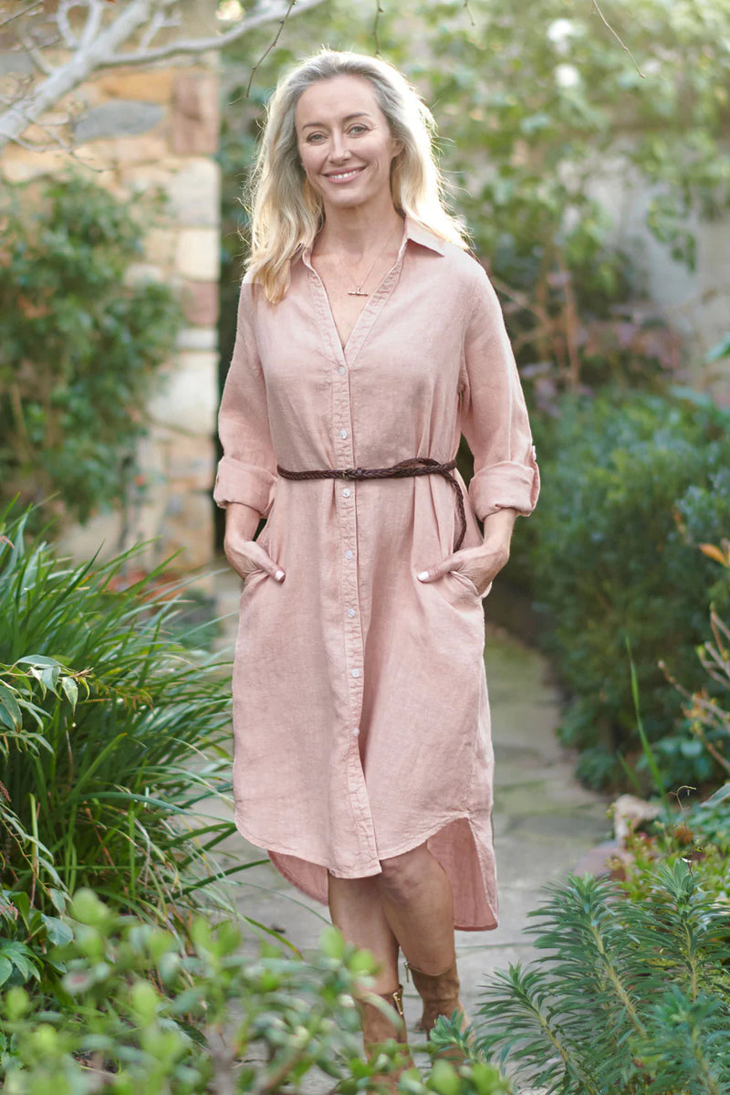 Linen Shirt Dress - Musk