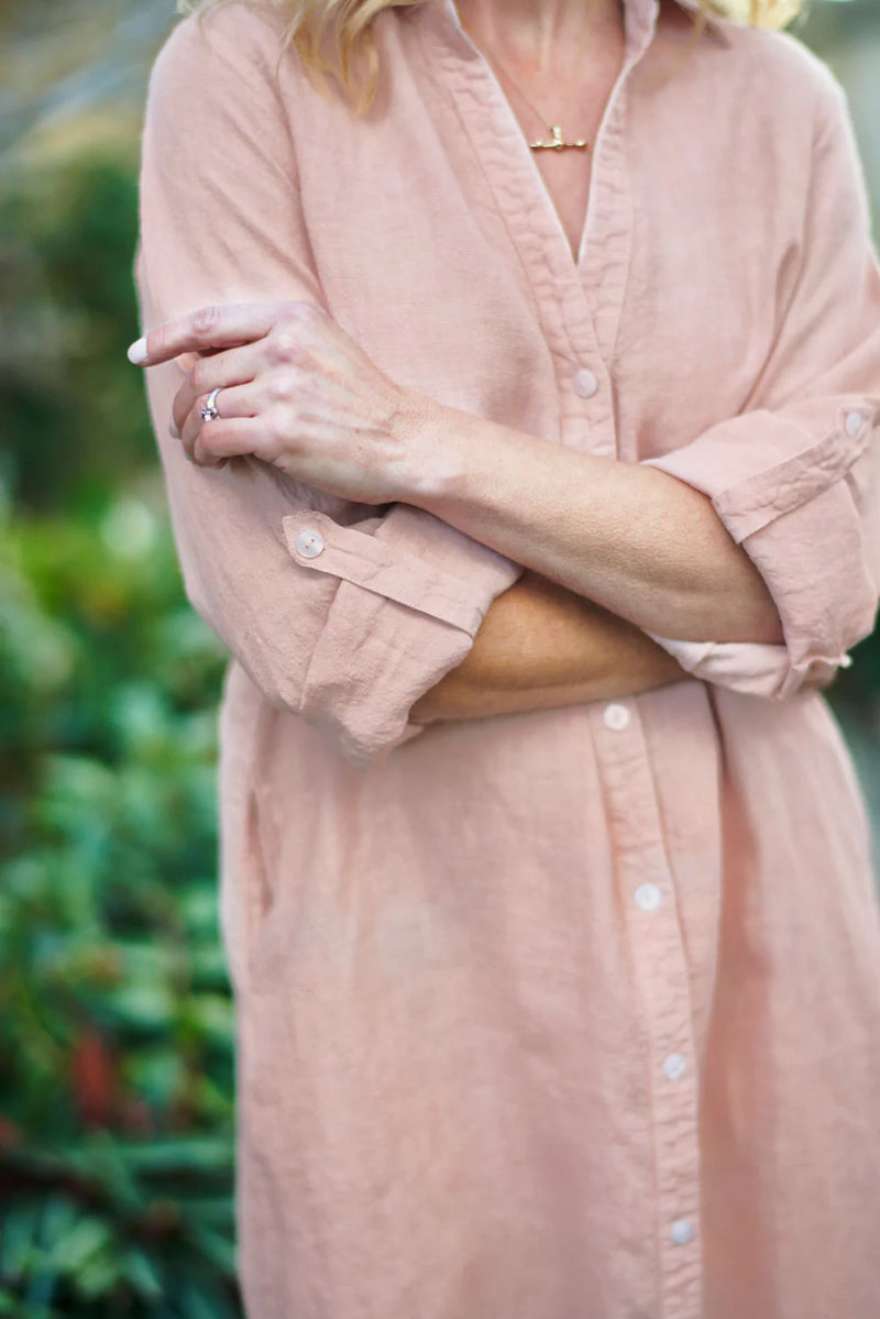 Linen Shirt Dress - Musk