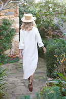 Linen Shirt Dress - White