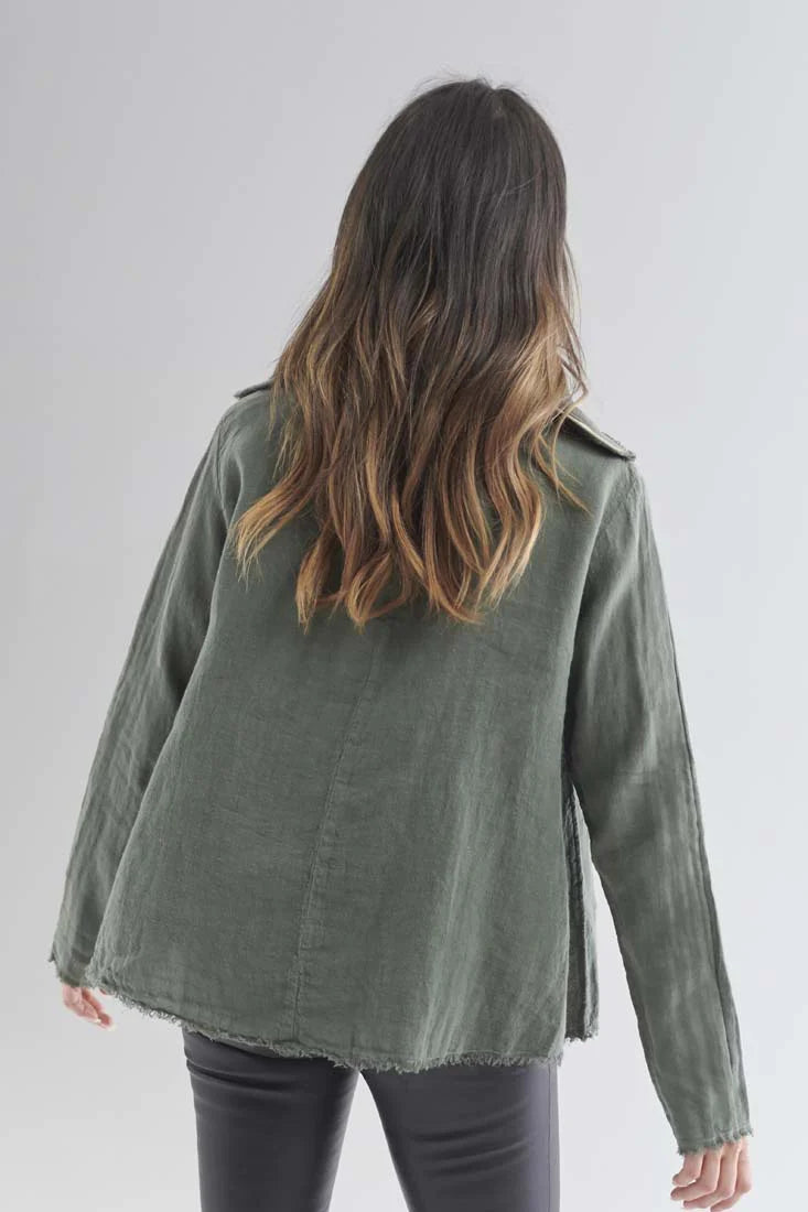 The Linen Baron Top - Khaki