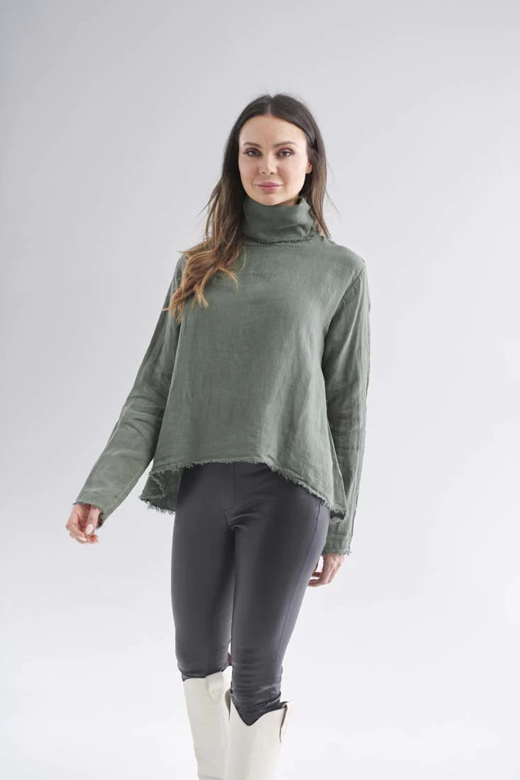 The Linen Baron Top - Khaki