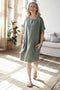 Linen Pocket Dress - Khaki