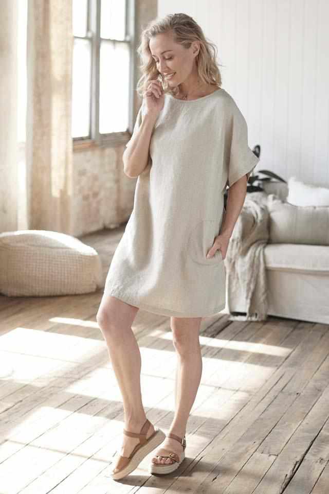Linen Pocket Dress - Natural