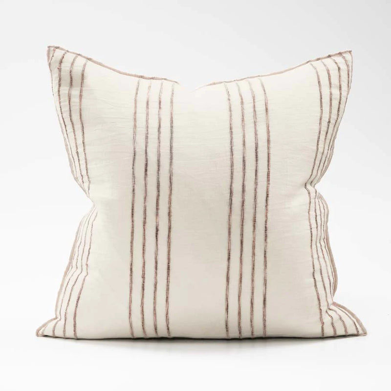Rock Pool Linen Cushion - Natural w' Organic Stripe