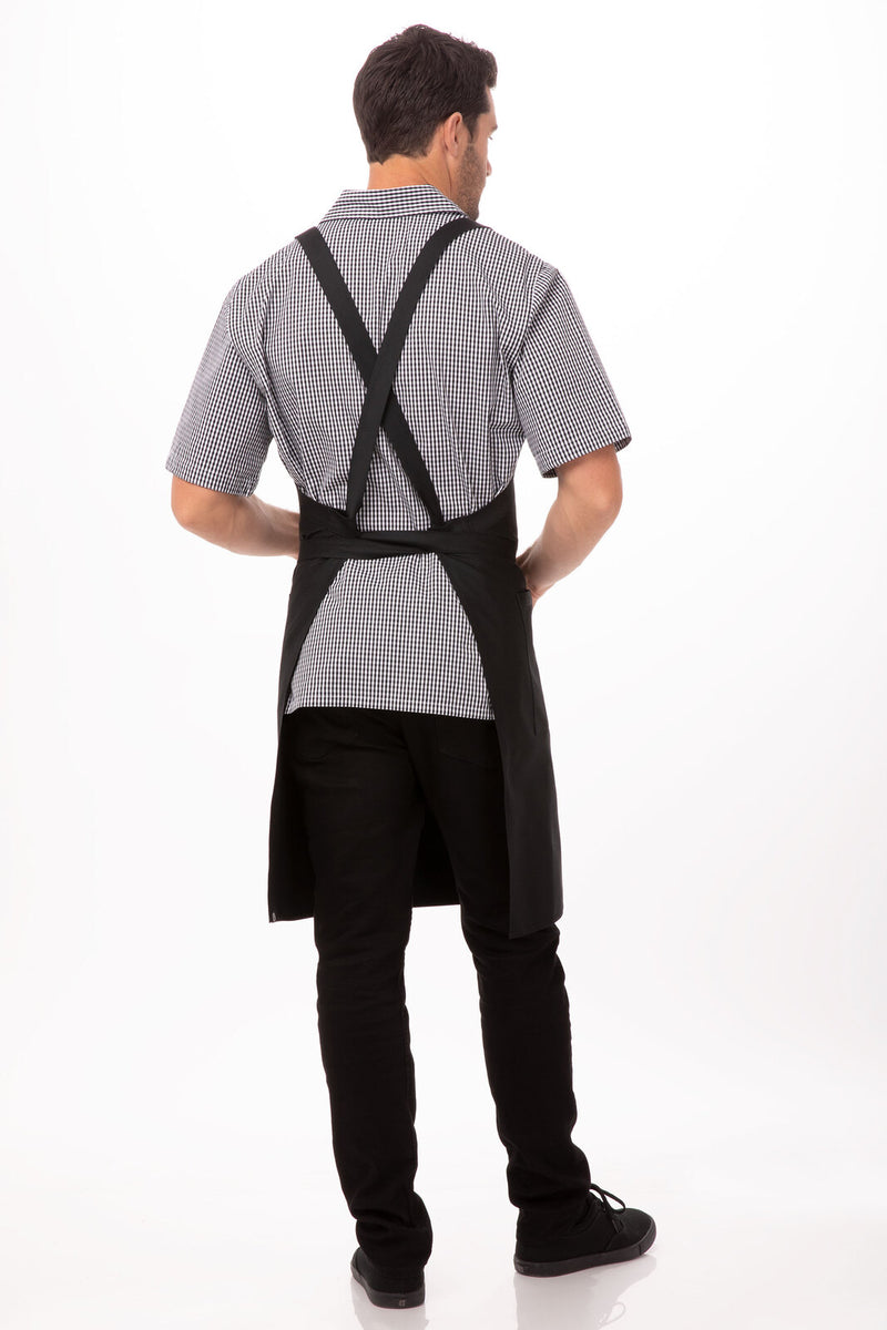 Cross Back Bib Apron Black