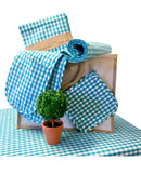 Premium Gingham Check Aqua Gift Hamper Set