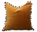 Velvet Mustard Cushion Cover with Tassals 50x50cm