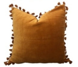 Velvet Mustard Cushion Cover with Tassals 60x60cm