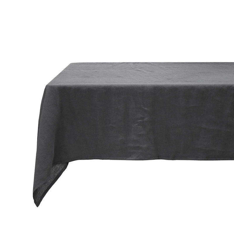 French Flax Linen Tablecloths Charcoal