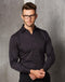 Black Charcoal Dobby Stripe Shirt For Men