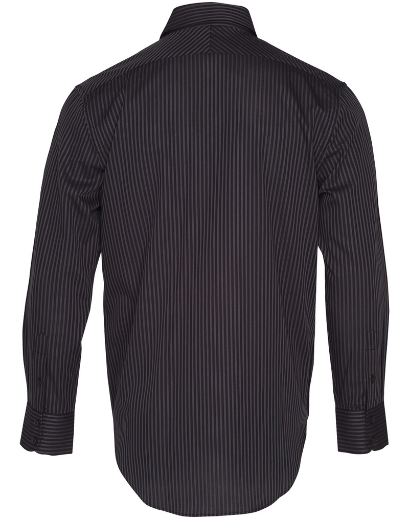 Black Charcoal Dobby Stripe Shirt For Men