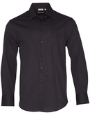 Black Charcoal Dobby Stripe Shirt For Men