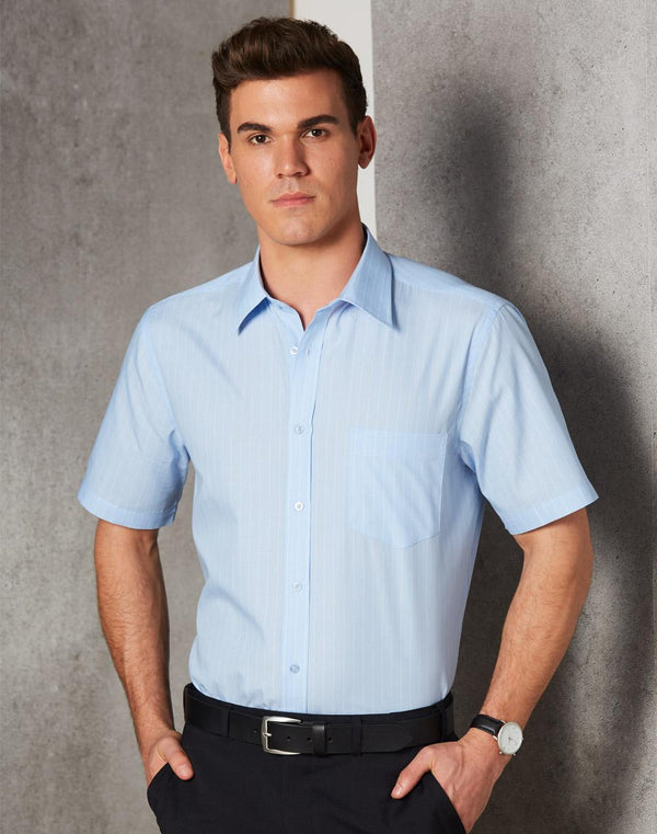 Pin Stripe Shirt For Men - Short Sleeve