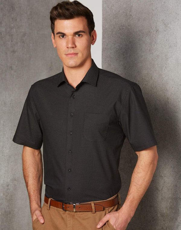 Ascort Dot Jacquard Stretch Shirt For Men - Short Sleeve