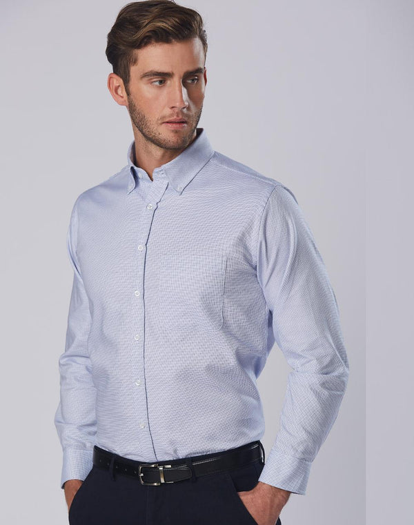 White Blue Dot Contrast Shirt For Men