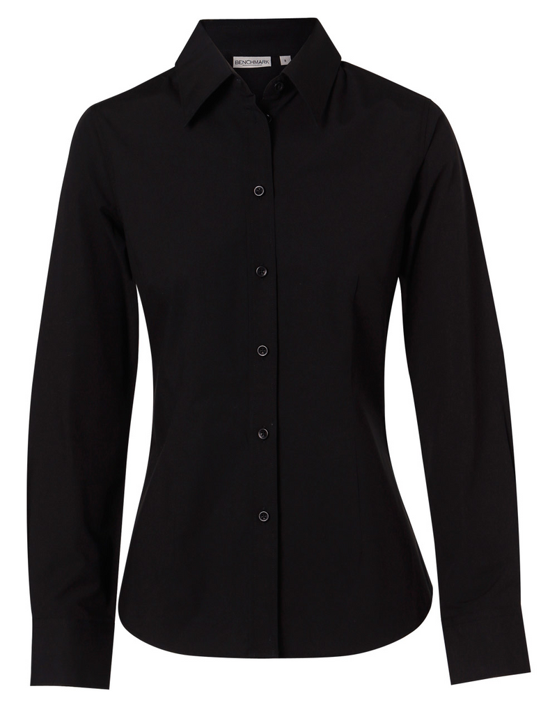 Cotton/Poly Stretch Long Sleeve Shirt For Women