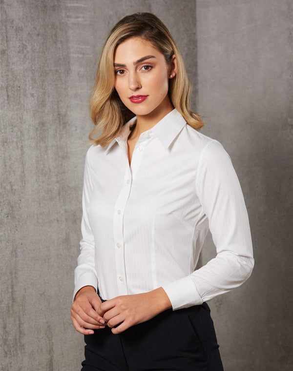 Self Stripe Shirt For Women - Long Sleeve