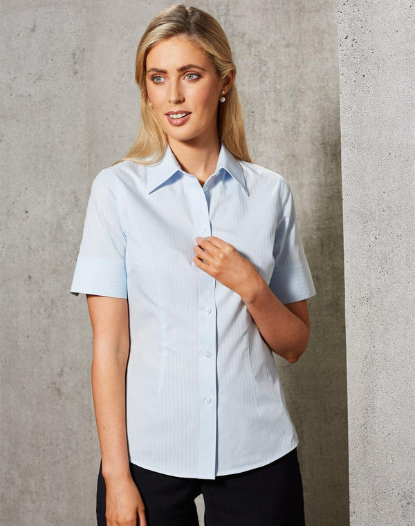 Self Stripe Shirt For Women - Short Sleeve