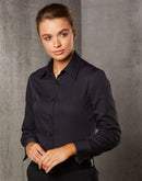 Black Charcoal Dobby Stripe Shirt For Women