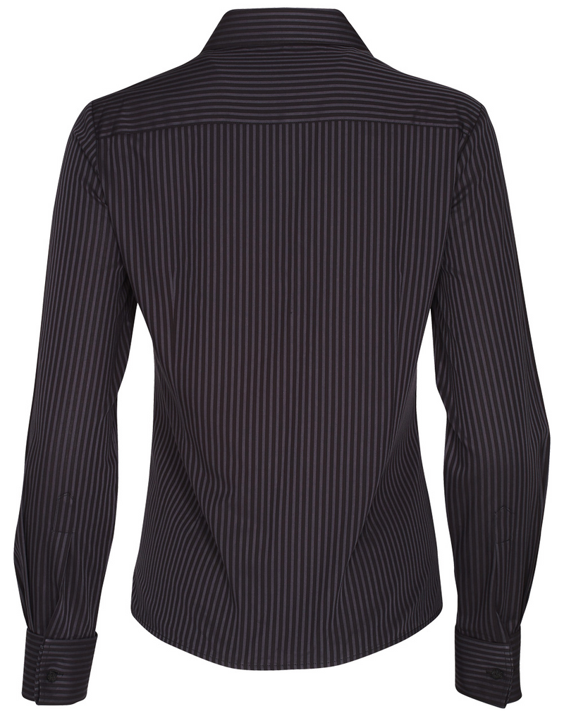 Black Charcoal Dobby Stripe Shirt For Women