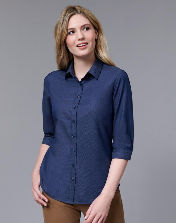 Ascot Dot Jacquard Stretch Shirt For Women - 3/4 Sleeve