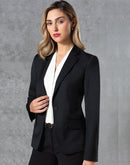 Ladies’ Wool Blend Stretch One Button Cropped Jacket