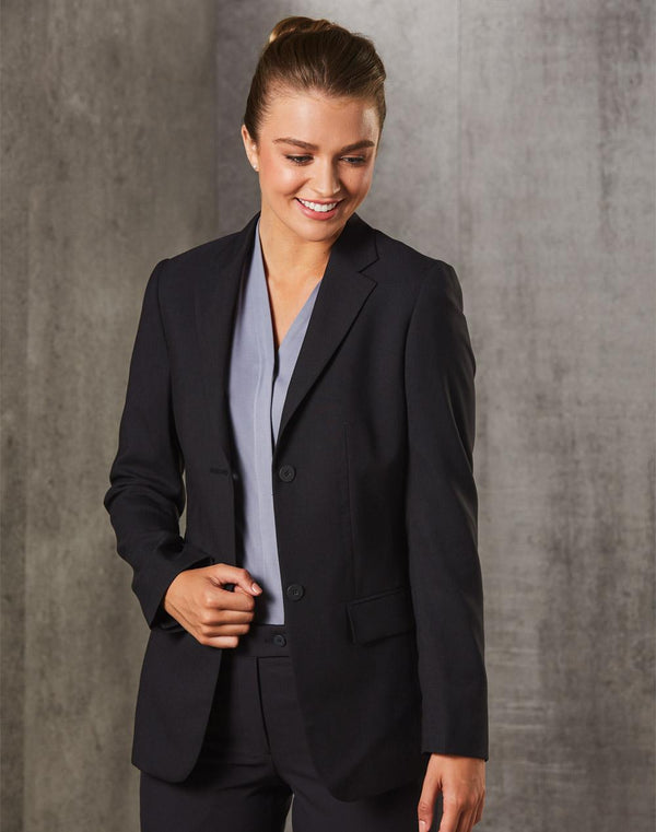 Poly/Viscose Stretch Cropped Jacket For Women - Two Button