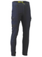A navy coloured cargo work pant for men with curved waistband style. It has several multifunctional pockets with durable fabric. Made up of a mix of cotton and spandex to provide maximum stretch and comfort.