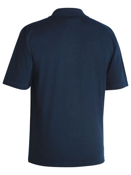 A navy coloured polo work shirt for men with ribbed collar. It has three front buttons and one chest pocket. Made up of a mixture of polyester and cotton for maximum comfort.