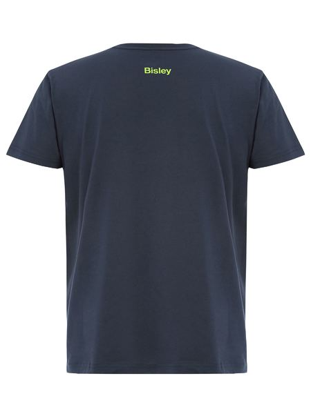 A navy coloured work tee for men with ribbed neck style. It is made up of lightweight and airy cotton fabric for ease of movement and comfort. Also comes with Bioscience Fresche microbial treatment.