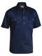 A navy coloured work shirt for men with collared button down closure. Comes with two button open chest pockets and a centre back pleat. Made up of 100% airy cotton material.
