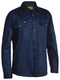 A navy coloured long sleeved cotton shirt with two flap chest pockets. It has a button down closure and structured collar. Also comes with adjustable buttoned cuffs. The fabric is comfortable and airy. 