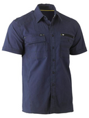 A navy coloured work shirt for men with collared button up closure. Comes with two unique flap chest pockets and multifunctional features. Made up of stretch cotton and spandex to provide ease of comfort. Ideal for people with active work jobs.