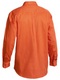 An orange coloured work shirt for men with half placket collared neck. It has two button open chest pockets and adjustable sleeves. Made up of cotton fabric for maximum comfort.